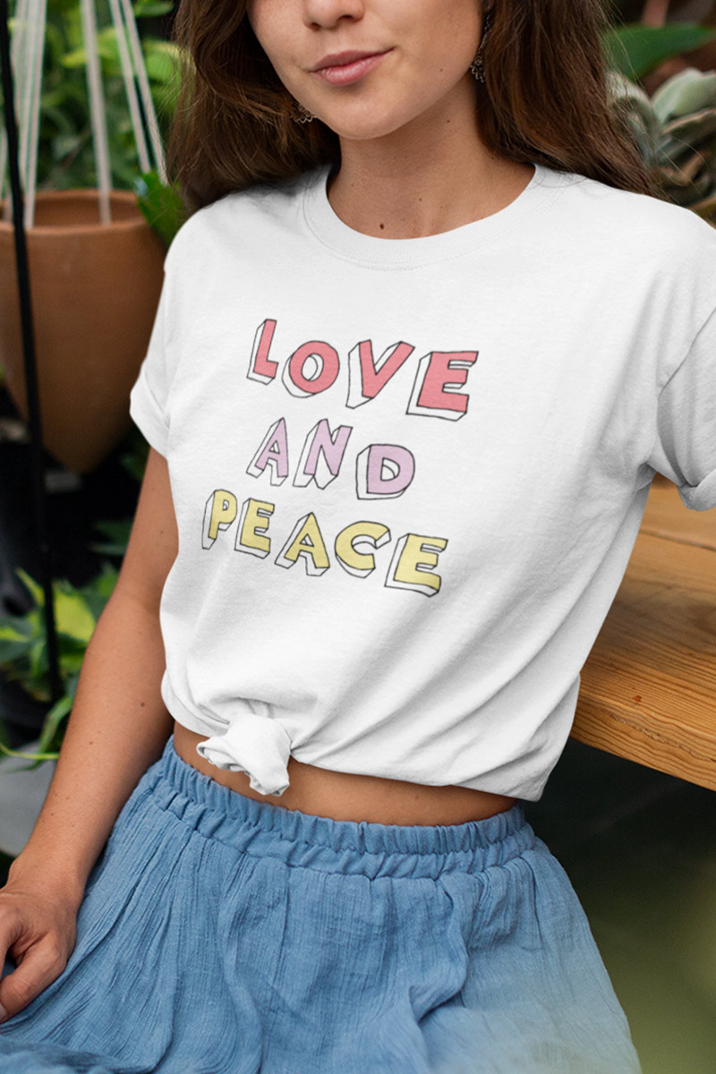 A sustainable fashion shirt with Love and Peace
