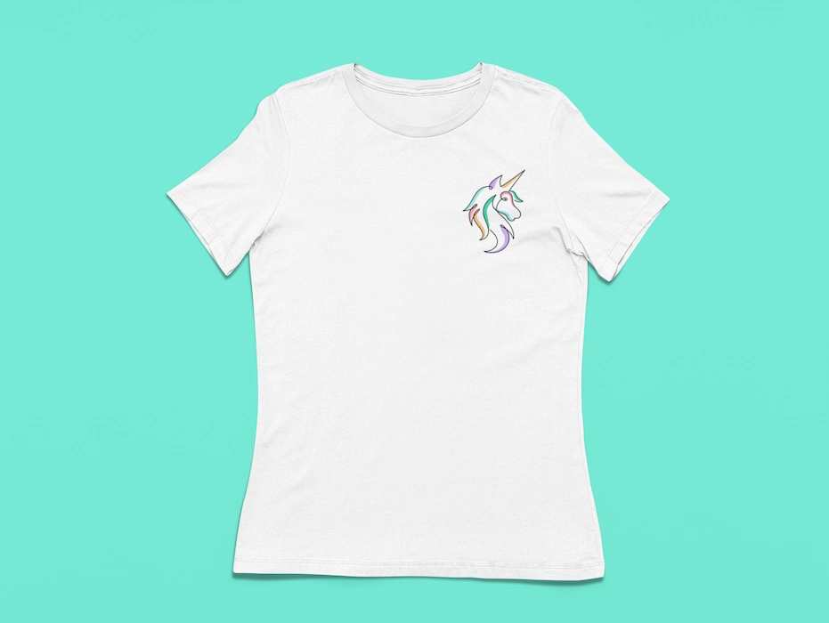 white t-shirt with a unicorn on it