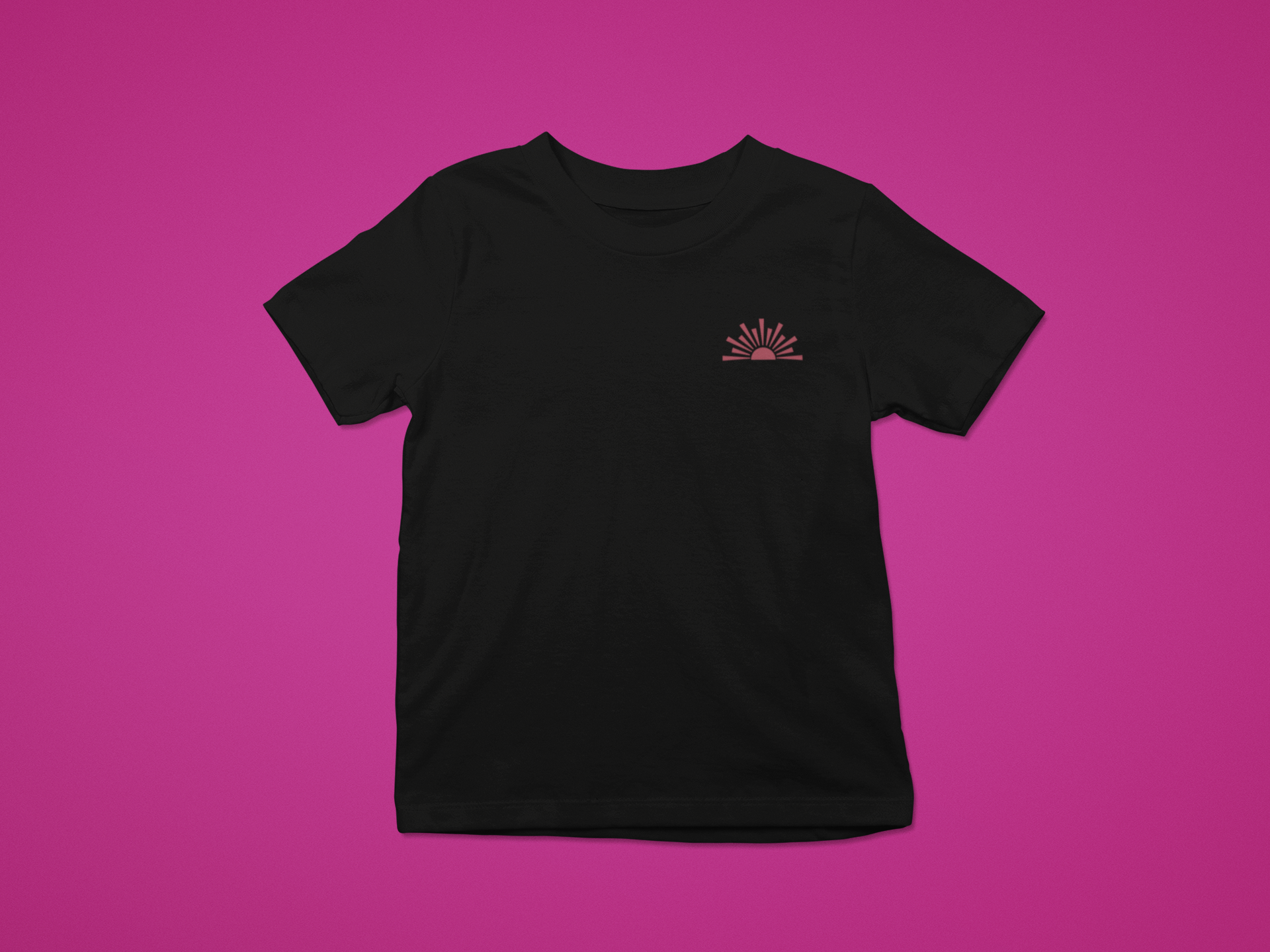 black t-shirt with a red sakura sun on it